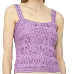 NEW Vince Crochet Square Neck Camisole Lilac Purple V871978713 Size Small NWT